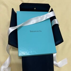 Tiffany Fold Over Snap Necklace Storage + Box, Ribbon